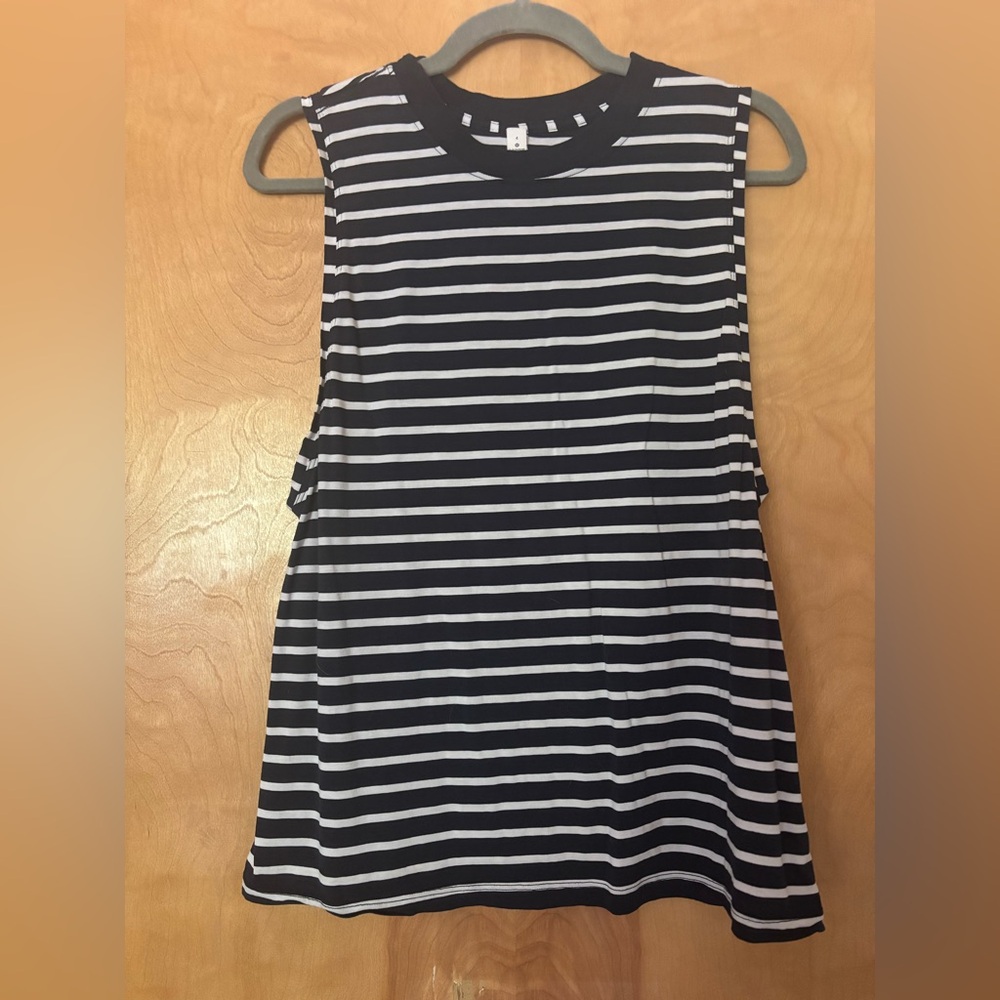Lululemon Athletica Navy and White Striped Top